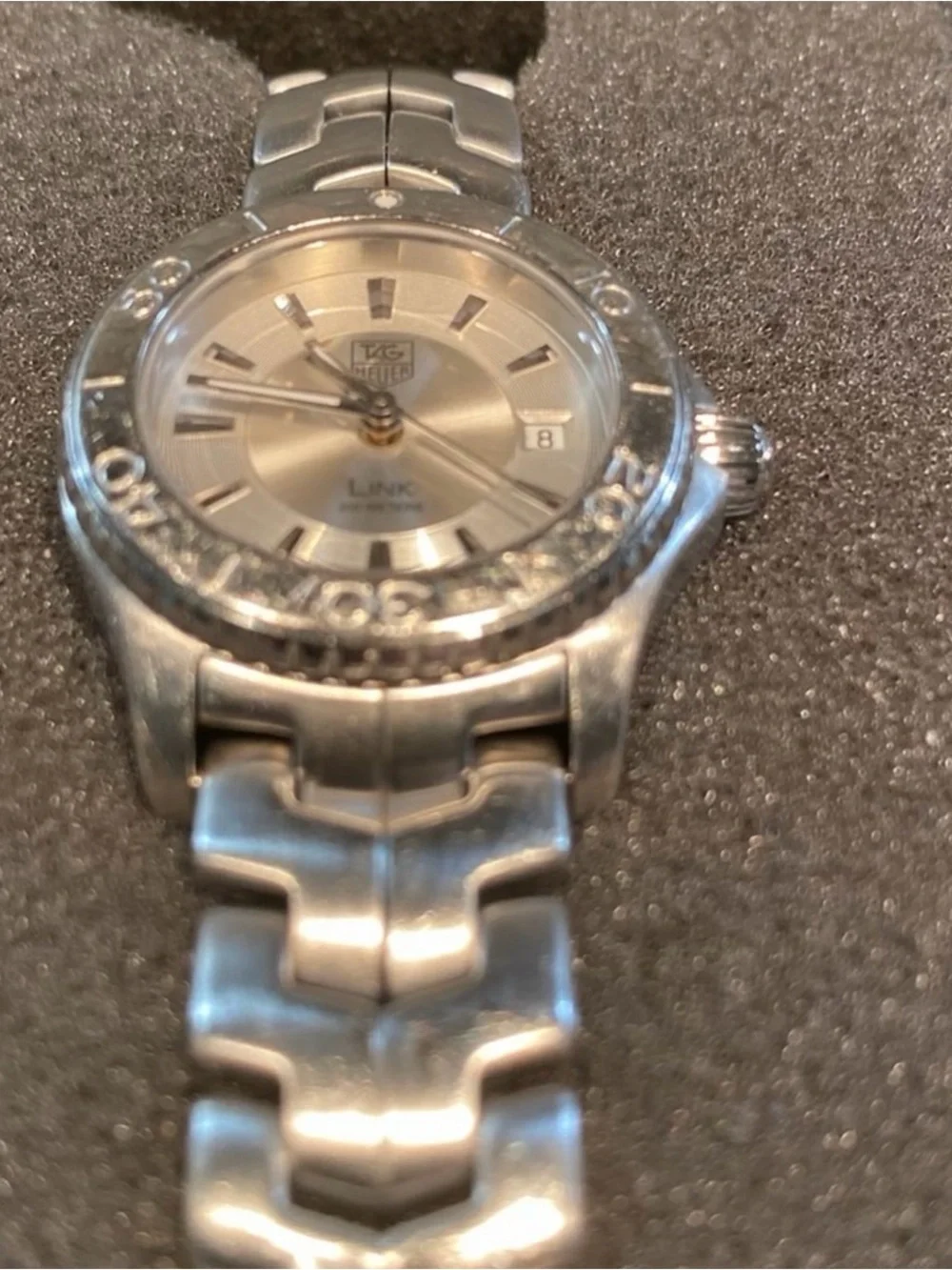 Tag Heuer Silver Link Stainless Steel Rotating bezel Bracelet Watch WJ1310